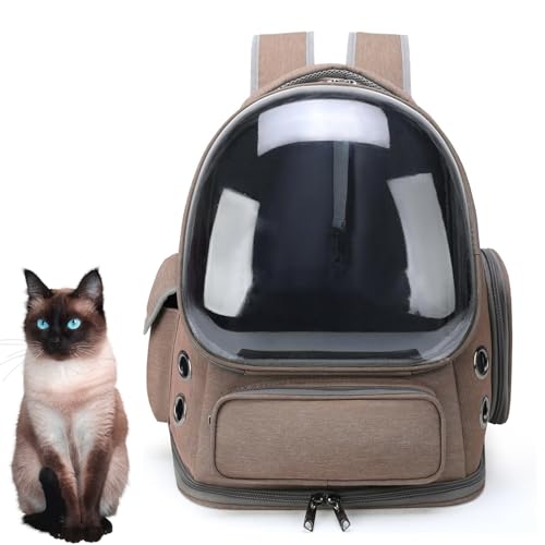 PJDDP Katzen-Rucksack, Luftpolster-Rucksack Für Kleine Und Mittelgroße Katzen, Welpen, Hunde, Rucksack, Tasche, Raumkapsel, Haustier-Tragetasche Für Wandern, Camping,Khaki PJDDP Katzen-Rucksack, Luftpolster-Rucksack Für Kleine Und Mittelgroße Katzen, Welpen, Hunde, Rucksack, Tasche, Raumkapsel, Haustier-Tragetasche Für Wandern, Camping,Khaki von PJDDP