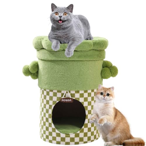 PJDDP Katzenbett, Katzenhaus Indoor, 3-In-1 Katzenhöhle, Halbgeschlossene Hundehütte Mit Abnehmbarem Waschbarem Matte, Für Kleine Hunde Katzen,Grün PJDDP Katzenbett, Katzenhaus Indoor, 3-In-1 Katzenhöhle, Halbgeschlossene Hundehütte Mit Abnehmbarem Waschbarem Matte, Für Kleine Hunde Katzen,Grün von PJDDP