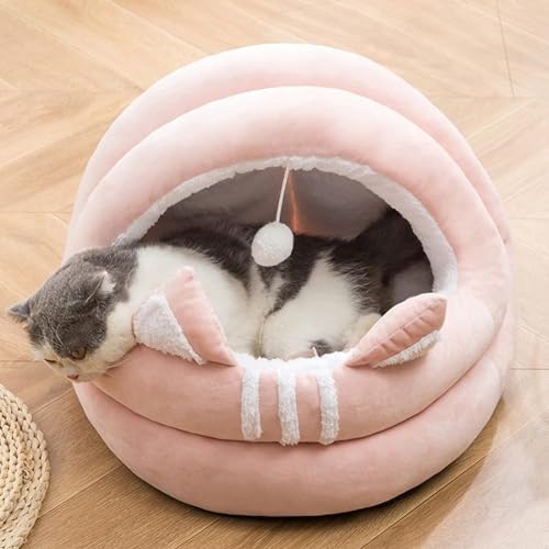 PJDDP Katzenbett, süßes Katzenstreu, selbstwärmende Katzenzelthöhle, halbgeschlossene Hundehütte, Haustierkissen-Betthaus, weiches Schlafsofa für kleine mittelgroße Haustiere,Rosa,Large PJDDP Katzenbett, süßes Katzenstreu, selbstwärmende Katzenzelthöhle, halbgeschlossene Hundehütte, Haustierkissen-Betthaus, weiches Schlafsofa für kleine mittelgroße Haustiere,Rosa,Large von PJDDP