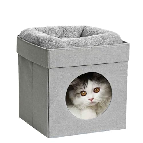 PJDDP Katzenbett Für Hauskatzen, Faltbares Katzenhaus Mit Würfel, Katzenbett Mit Terrasse, Katzenbett Für 2 Katzen, Katzenhöhle Für Kleine Haustiere PJDDP Katzenbett Für Hauskatzen, Faltbares Katzenhaus Mit Würfel, Katzenbett Mit Terrasse, Katzenbett Für 2 Katzen, Katzenhöhle Für Kleine Haustiere von PJDDP