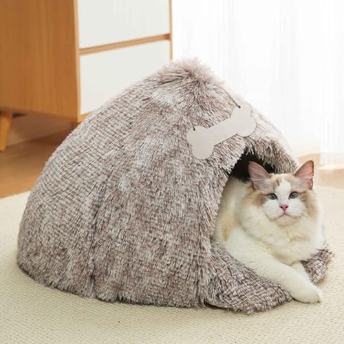 PJDDP Katzenbett Indoor, Niedliche Katzenhöhle Mit Abnehmbarem Kissen, Katzenbett Mit Antirutsch Boden, Hundehöhlenbett, Haustierzelt Für Kätzchen Welpen,Braun,S PJDDP Katzenbett Indoor, Niedliche Katzenhöhle Mit Abnehmbarem Kissen, Katzenbett Mit Antirutsch Boden, Hundehöhlenbett, Haustierzelt Für Kätzchen Welpen,Braun,S von PJDDP