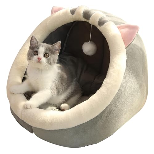 PJDDP Katzenbett für den Innenbereich, weiches, süßes Katzenhaus, halbgeschlossenes Katzenhöhle Bett mit Plüschball, großer Raum, abnehmbar, waschbar, für Vier Jahreszeiten geeignet,L PJDDP Katzenbett für den Innenbereich, weiches, süßes Katzenhaus, halbgeschlossenes Katzenhöhle Bett mit Plüschball, großer Raum, abnehmbar, waschbar, für Vier Jahreszeiten geeignet,L von PJDDP