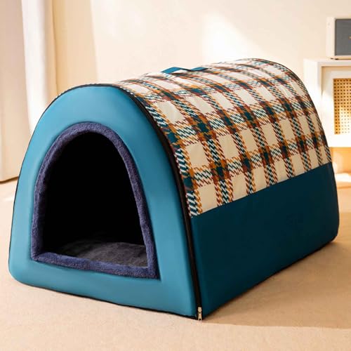 PJDDP Katzenhaus, Katzenhöhlenbett, Halbgeschlossenes Katzenbett, 2 in 1 Hundehütte Mit Rutschfestem Boden, Abnehmbarem Waschbarem Innenkissen,Blau,XXL PJDDP Katzenhaus, Katzenhöhlenbett, Halbgeschlossenes Katzenbett, 2 in 1 Hundehütte Mit Rutschfestem Boden, Abnehmbarem Waschbarem Innenkissen,Blau,XXL von PJDDP