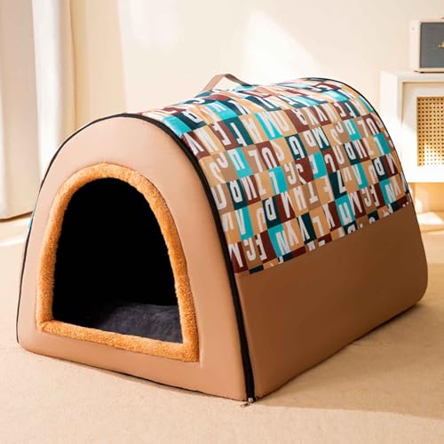 PJDDP Katzenhaus, Katzenhöhlenbett, Halbgeschlossenes Katzenbett, 2 in 1 Hundehütte Mit Rutschfestem Boden, Abnehmbarem Waschbarem Innenkissen,Braun,XXL PJDDP Katzenhaus, Katzenhöhlenbett, Halbgeschlossenes Katzenbett, 2 in 1 Hundehütte Mit Rutschfestem Boden, Abnehmbarem Waschbarem Innenkissen,Braun,XXL von PJDDP