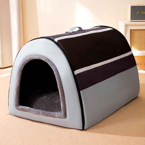PJDDP Katzenhaus, Katzenhöhlenbett, Halbgeschlossenes Katzenbett, 2 in 1 Hundehütte Mit Rutschfestem Boden, Abnehmbarem Waschbarem Innenkissen,Grau,L PJDDP Katzenhaus, Katzenhöhlenbett, Halbgeschlossenes Katzenbett, 2 in 1 Hundehütte Mit Rutschfestem Boden, Abnehmbarem Waschbarem Innenkissen,Grau,L von PJDDP