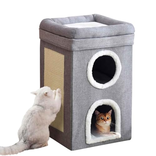 PJDDP Katzenhöhle Katzenhaus Indoor, Faltbares Haus Für Katzen Mit Terrasse, Katzenhöhle 3 Schicht Mit Kratzbrett Für Kleine Haustiere Innenruhe PJDDP Katzenhöhle Katzenhaus Indoor, Faltbares Haus Für Katzen Mit Terrasse, Katzenhöhle 3 Schicht Mit Kratzbrett Für Kleine Haustiere Innenruhe von PJDDP