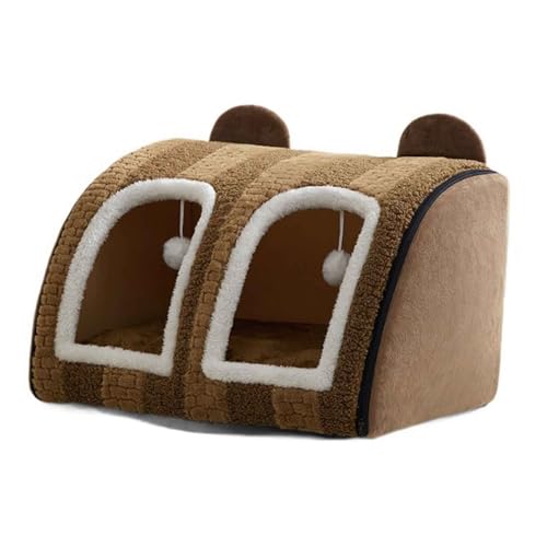 PJDDP Katzenhöhlenbett, Faltbare Katzenbetthöhle, Hundebett Mit Abnehmbarem, Waschbarem Kissen, Halbgeschlossenes Katzenbett, Für Kleine Welpenkätzchen PJDDP Katzenhöhlenbett, Faltbare Katzenbetthöhle, Hundebett Mit Abnehmbarem, Waschbarem Kissen, Halbgeschlossenes Katzenbett, Für Kleine Welpenkätzchen von PJDDP