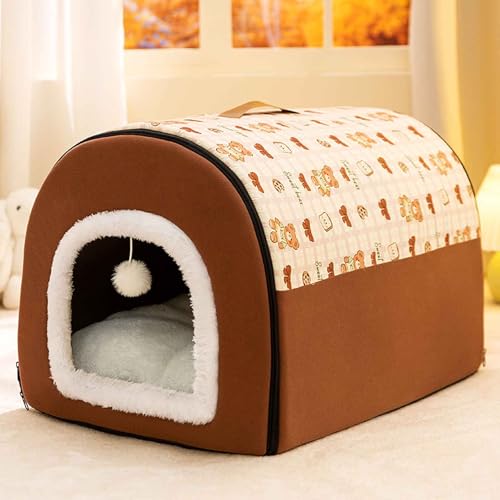 PJDDP Katzenhöhlenbett, Halbgeschlossenes Katzenbett, Faltbares Komfortables Haustier-Katzenhaus, Haustierbett Mit Rutschfestem Boden Und Herausnehmbarem, Waschbarem Innenkissen,Braun,3XL PJDDP Katzenhöhlenbett, Halbgeschlossenes Katzenbett, Faltbares Komfortables Haustier-Katzenhaus, Haustierbett Mit Rutschfestem Boden Und Herausnehmbarem, Waschbarem Innenkissen,Braun,3XL von PJDDP