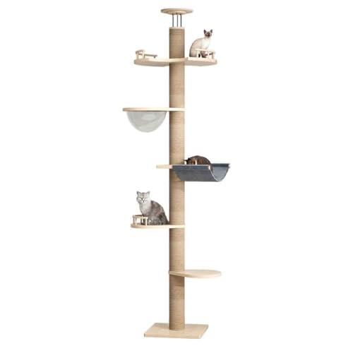 PJDDP Kratzbaum Deckenhoch, Kratzbaum Deckenspanner, 5-Stöckiger Katzenbaum Mit Raumkapsel Und Katzenhängematte Für Katzen Zum Klettern, Kratzen,Style a PJDDP Kratzbaum Deckenhoch, Kratzbaum Deckenspanner, 5-Stöckiger Katzenbaum Mit Raumkapsel Und Katzenhängematte Für Katzen Zum Klettern, Kratzen,Style a von PJDDP