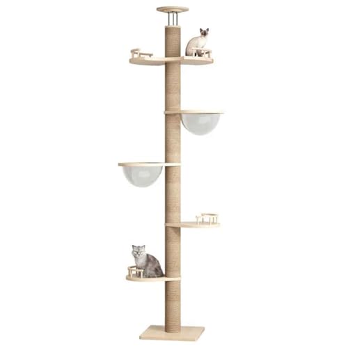 PJDDP Kratzbaum Deckenhoch, Kratzbaum Deckenspanner, 5-Stöckiger Katzenbaum Mit Raumkapsel Und Katzenhängematte Für Katzen Zum Klettern, Kratzen,Style b PJDDP Kratzbaum Deckenhoch, Kratzbaum Deckenspanner, 5-Stöckiger Katzenbaum Mit Raumkapsel Und Katzenhängematte Für Katzen Zum Klettern, Kratzen,Style b von PJDDP