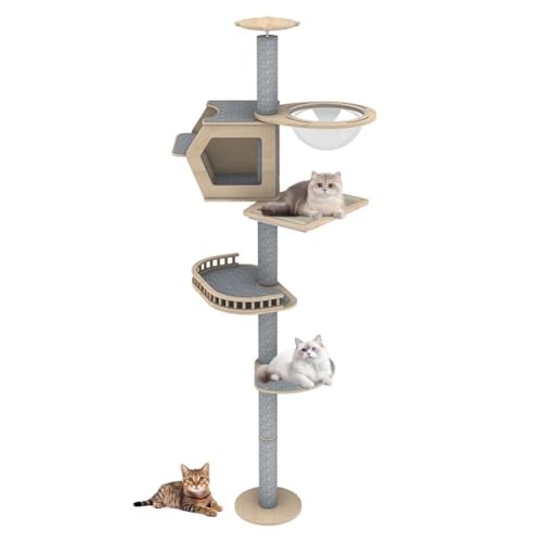 PJDDP Kratzbaum Deckenhoch, Kratzbaum Vom Boden Bis Zur Decke, 6-Stöckig, Katzenkletter-Aktivitätszentrum Mit Hängematte Und Katzenhöhle Für Katzen Zum Klettern, Kratzen,Style a PJDDP Kratzbaum Deckenhoch, Kratzbaum Vom Boden Bis Zur Decke, 6-Stöckig, Katzenkletter-Aktivitätszentrum Mit Hängematte Und Katzenhöhle Für Katzen Zum Klettern, Kratzen,Style a von PJDDP