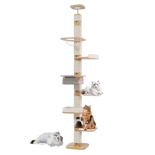 PJDDP Kratzbaum Deckenhoch Große Katzen, Kratzbaum Deckenhoch Aus Holz, 5/6 Etagen Bis Zur Decke Reichender Katzenturm Für Katzen Zum Klettern, Kratzen, Ausschau Halten Und Spielen,A112 to 120" PJDDP Kratzbaum Deckenhoch Große Katzen, Kratzbaum Deckenhoch Aus Holz, 5/6 Etagen Bis Zur Decke Reichender Katzenturm Für Katzen Zum Klettern, Kratzen, Ausschau Halten Und Spielen,A112 to 120" von PJDDP