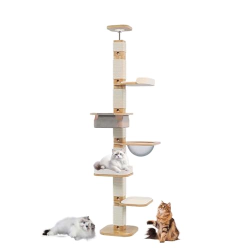 PJDDP Kratzbaum Deckenhoch Große Katzen, Kratzbaum Deckenhoch Aus Holz, 5/6 Etagen Bis Zur Decke Reichender Katzenturm Für Katzen Zum Klettern, Kratzen, Ausschau Halten Und Spielen,C97.8 to 106.4" PJDDP Kratzbaum Deckenhoch Große Katzen, Kratzbaum Deckenhoch Aus Holz, 5/6 Etagen Bis Zur Decke Reichender Katzenturm Für Katzen Zum Klettern, Kratzen, Ausschau Halten Und Spielen,C97.8 to 106.4" von PJDDP
