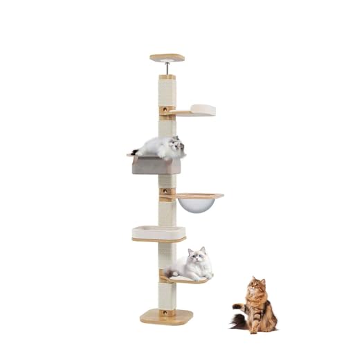 PJDDP Kratzbaum Deckenhoch Große Katzen, Kratzbaum Deckenhoch Aus Holz, 5/6 Etagen Bis Zur Decke Reichender Katzenturm Für Katzen Zum Klettern, Kratzen, Ausschau Halten Und Spielen,D90 to 98.6" PJDDP Kratzbaum Deckenhoch Große Katzen, Kratzbaum Deckenhoch Aus Holz, 5/6 Etagen Bis Zur Decke Reichender Katzenturm Für Katzen Zum Klettern, Kratzen, Ausschau Halten Und Spielen,D90 to 98.6" von PJDDP