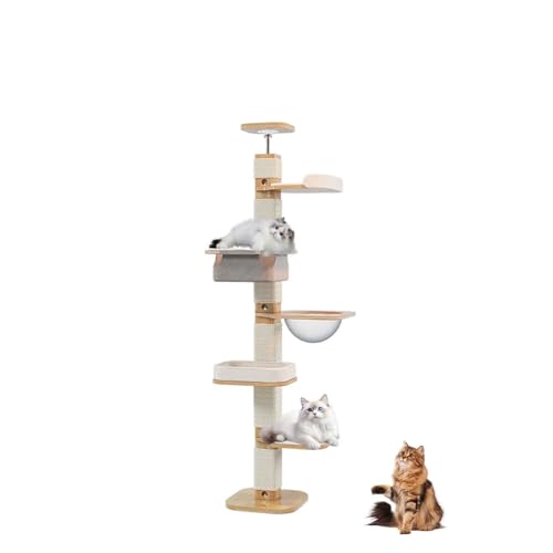 PJDDP Kratzbaum Deckenhoch Große Katzen, Kratzbaum Deckenhoch Aus Holz, 5/6 Etagen Bis Zur Decke Reichender Katzenturm Für Katzen Zum Klettern, Kratzen, Ausschau Halten Und Spielen,E84 to 92.7 PJDDP Kratzbaum Deckenhoch Große Katzen, Kratzbaum Deckenhoch Aus Holz, 5/6 Etagen Bis Zur Decke Reichender Katzenturm Für Katzen Zum Klettern, Kratzen, Ausschau Halten Und Spielen,E84 to 92.7 von PJDDP