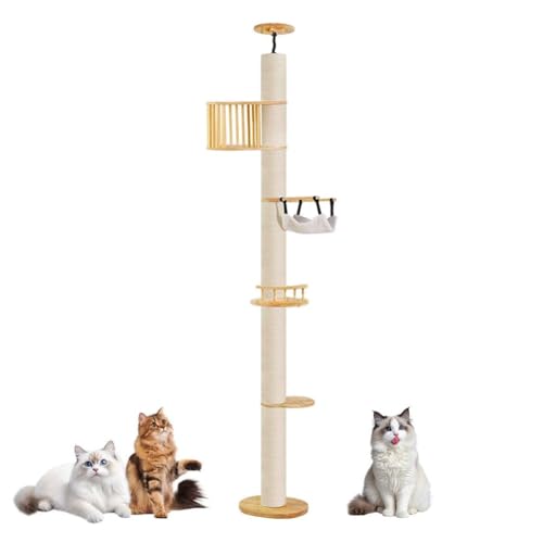 PJDDP Kratzbaum Deckenhoch Höhenverstellbar, Stabiler Katzenbaum Mit Sisalsäulen, Kratzbaum Schmal Für Katzen Zum Klettern, Kratzen, Ausschau Halten Und Spielen,Style A PJDDP Kratzbaum Deckenhoch Höhenverstellbar, Stabiler Katzenbaum Mit Sisalsäulen, Kratzbaum Schmal Für Katzen Zum Klettern, Kratzen, Ausschau Halten Und Spielen,Style A von PJDDP