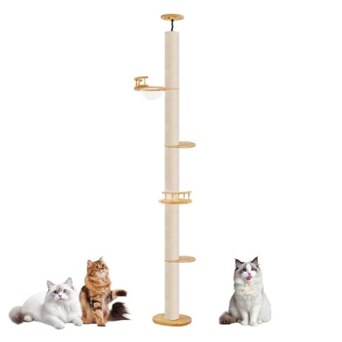 PJDDP Kratzbaum Deckenhoch Höhenverstellbar, Stabiler Katzenbaum Mit Sisalsäulen, Kratzbaum Schmal Für Katzen Zum Klettern, Kratzen, Ausschau Halten Und Spielen,Style B PJDDP Kratzbaum Deckenhoch Höhenverstellbar, Stabiler Katzenbaum Mit Sisalsäulen, Kratzbaum Schmal Für Katzen Zum Klettern, Kratzen, Ausschau Halten Und Spielen,Style B von PJDDP
