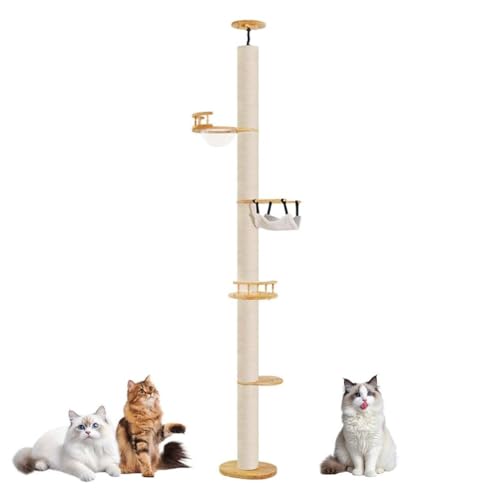PJDDP Kratzbaum Deckenhoch Höhenverstellbar, Stabiler Katzenbaum Mit Sisalsäulen, Kratzbaum Schmal Für Katzen Zum Klettern, Kratzen, Ausschau Halten Und Spielen,Style C PJDDP Kratzbaum Deckenhoch Höhenverstellbar, Stabiler Katzenbaum Mit Sisalsäulen, Kratzbaum Schmal Für Katzen Zum Klettern, Kratzen, Ausschau Halten Und Spielen,Style C von PJDDP