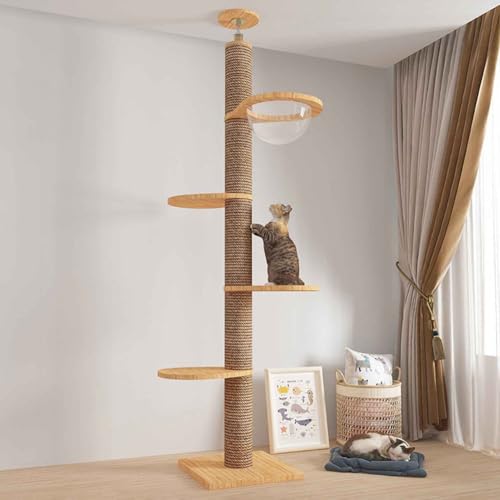 PJDDP Kratzbaum Hoch Stabil, Deckenspanner Kratzbaum, 5 Etagen Bis Zur Decke Reichender Katzenturm, Für Katzen Zum Klettern, Kratzen, Ausschau Halten Und Spielen,with Space Capsule PJDDP Kratzbaum Hoch Stabil, Deckenspanner Kratzbaum, 5 Etagen Bis Zur Decke Reichender Katzenturm, Für Katzen Zum Klettern, Kratzen, Ausschau Halten Und Spielen,with Space Capsule von PJDDP