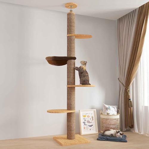 PJDDP Kratzbaum Hoch Stabil, Deckenspanner Kratzbaum, 5 Etagen Bis Zur Decke Reichender Katzenturm, Für Katzen Zum Klettern, Kratzen, Ausschau Halten Und Spielen,with cat Spoon PJDDP Kratzbaum Hoch Stabil, Deckenspanner Kratzbaum, 5 Etagen Bis Zur Decke Reichender Katzenturm, Für Katzen Zum Klettern, Kratzen, Ausschau Halten Und Spielen,with cat Spoon von PJDDP