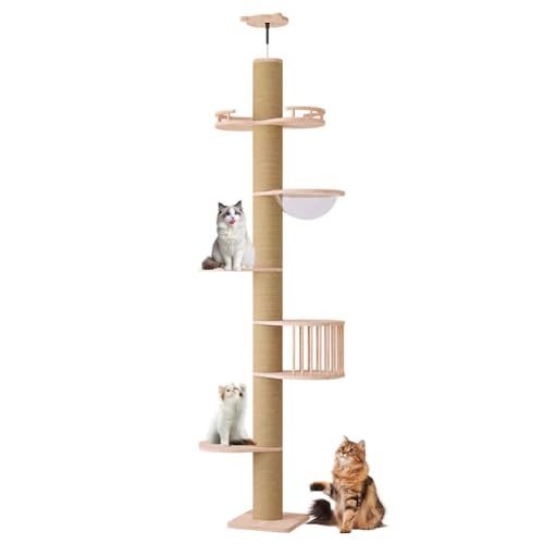 PJDDP Kratzbaum Schmal, Kratzbaum Vom Boden Bis Zur Decke, 5-Stöckig, Katzenkletter-Aktivitätszentrum Mit Raumkapsel, Katzenkäfig Für Katzen Zum Klettern, Kratzen PJDDP Kratzbaum Schmal, Kratzbaum Vom Boden Bis Zur Decke, 5-Stöckig, Katzenkletter-Aktivitätszentrum Mit Raumkapsel, Katzenkäfig Für Katzen Zum Klettern, Kratzen von PJDDP