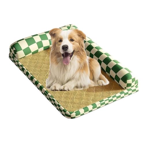 PJDDP Kühlmatte Für Hunde, Kühlmatte Für Hunde, Langlebige Kratzfeste Oberfläche, Selbstkühlende Matte Für Haustiere,Perfekt Für Heißen Sommer,Checkerboard Green,XS von PJDDP
