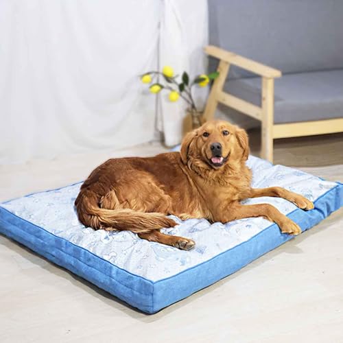 PJDDP Kühlmatte Für Hunde, Kühlmatte Katze, Hundekühlmatte Selbstkühlend, Kühlkissen Sommer, Abnehmbar Und Waschbar, Doppelseitiges Design,Blau,M PJDDP Kühlmatte Für Hunde, Kühlmatte Katze, Hundekühlmatte Selbstkühlend, Kühlkissen Sommer, Abnehmbar Und Waschbar, Doppelseitiges Design,Blau,M von PJDDP