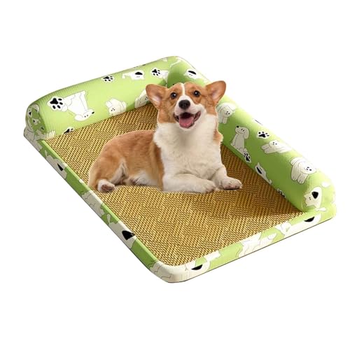 PJDDP Kühlmatte Für Hunde, Kühlmatte Katze, Sommer Kühlkissen Für Hunde Mit Bezug Abnehmbar Und Waschbar Für Zuhause Unterwegs Oder Im Auto,Grün,XL von PJDDP