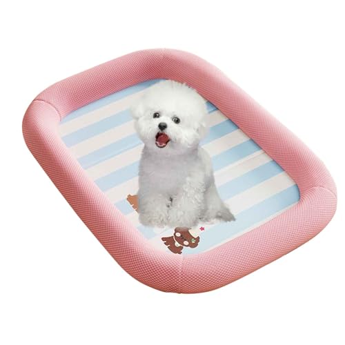 PJDDP Kühlmatte Für Hunde, Kühlmatte Katzen, Haustier-Kühlmatte, Kratzfester Oberfläche, rutschfest, Perfekt Für Heiße Sommertage,Rosa,L von PJDDP