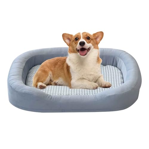 PJDDP Kühlmatte Hund, Kühlmatte Katze, Hundesofa Mit Abnehmbarem, Waschbarem Bezug, rutschfeste Unterseite, Perfekt Für Heiße Sommertage,Grau,L von PJDDP