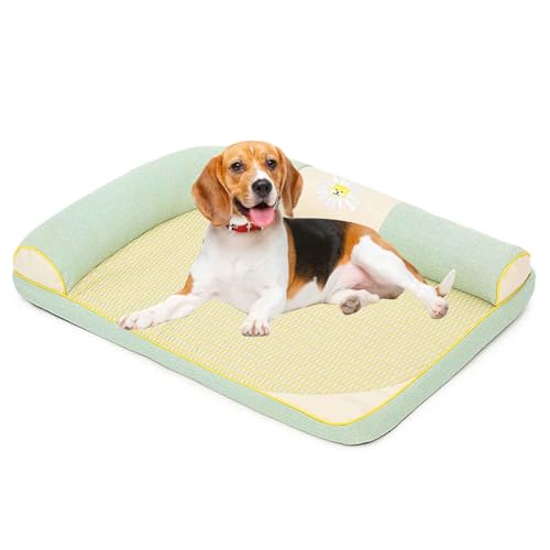 PJDDP L-Förmige Haustiercouch Mit Eierförmiger Kistenschaum, Kühlmatte Für Hunde, Kühlmatte Für Katzen, Hundebett Wasserdicht Mit Abnehmbarem Bezug,L von PJDDP