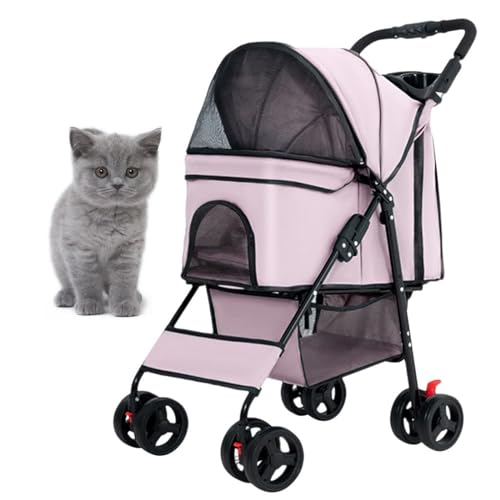 PJDDP Leichter Katzen-Kinderwagen, 360° Rad Faltbarer Hunde-Kinderwagen Mit Ablagekorb Und Tassenhalterung Haustier Reisewagen Atmungsaktives Und Sichtbares Mesh Für Alle Jahreszeiten,Rosa PJDDP Leichter Katzen-Kinderwagen, 360° Rad Faltbarer Hunde-Kinderwagen Mit Ablagekorb Und Tassenhalterung Haustier Reisewagen Atmungsaktives Und Sichtbares Mesh Für Alle Jahreszeiten,Rosa von PJDDP