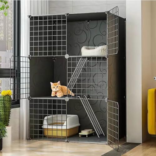 PJDDP Multifunktionaler Katzenkäfig Für Den Innenbereich, Katzenkäfig Für Den Außenbereich Mit Katzenhaus, 3-Stöckigen Metalldrahthütten, Abnehmbarem Katzenkäfig-Laufstall,3 Layer PJDDP Multifunktionaler Katzenkäfig Für Den Innenbereich, Katzenkäfig Für Den Außenbereich Mit Katzenhaus, 3-Stöckigen Metalldrahthütten, Abnehmbarem Katzenkäfig-Laufstall,3 Layer von PJDDP