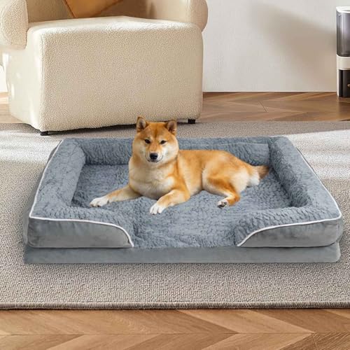 PJDDP Orthopädisches Hundebett, Anti-Angst-Hundebett, Memory Foam Hundesofa, Wasserdicht Hundekissen, Gemütliches Waschbares Hundecouch Hunde Bettchen,Light Gray,XXL PJDDP Orthopädisches Hundebett, Anti-Angst-Hundebett, Memory Foam Hundesofa, Wasserdicht Hundekissen, Gemütliches Waschbares Hundecouch Hunde Bettchen,Light Gray,XXL von PJDDP