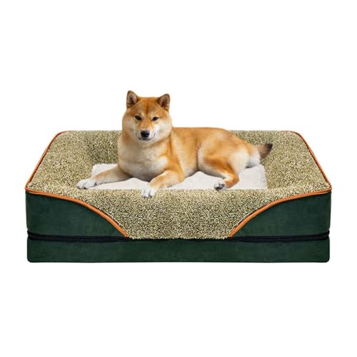 PJDDP Orthopädisches Hundebett, Hundebett Waschbar, Rutschfestes Haustierbett, Hundecouch, Weiches Plüsch-Hundebett Für Kleine, Mittelgroße & Große Hunde,Dark Green,L PJDDP Orthopädisches Hundebett, Hundebett Waschbar, Rutschfestes Haustierbett, Hundecouch, Weiches Plüsch-Hundebett Für Kleine, Mittelgroße & Große Hunde,Dark Green,L von PJDDP