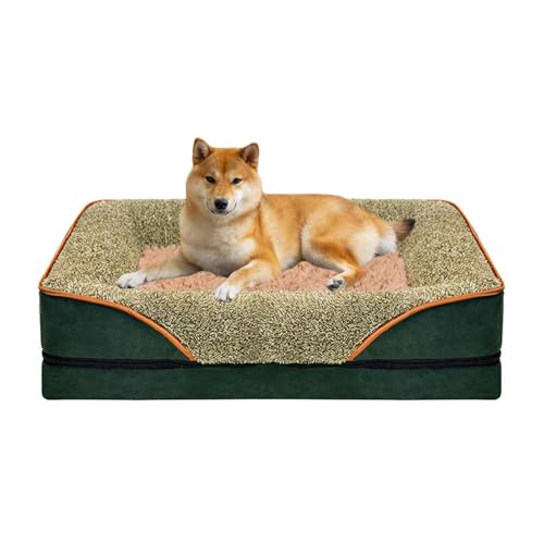 PJDDP Orthopädisches Hundebett, Hundebett Waschbar, Rutschfestes Haustierbett, Hundecouch, Weiches Plüsch-Hundebett Für Kleine, Mittelgroße & Große Hunde,Dark Green + Brown,XL PJDDP Orthopädisches Hundebett, Hundebett Waschbar, Rutschfestes Haustierbett, Hundecouch, Weiches Plüsch-Hundebett Für Kleine, Mittelgroße & Große Hunde,Dark Green + Brown,XL von PJDDP