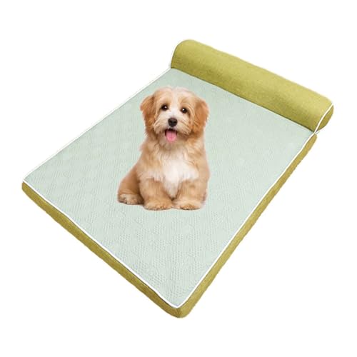 PJDDP Orthopädisches Hundebett, Kühlmatte Für Hund, Kühlendes Hundebett Für Den Sommer Mit Abnehmbarem, Waschbarem Bezug, Kühlendes Hundebett,Grün,L von PJDDP