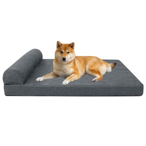 PJDDP Orthopädisches Hundebett Mit Eierförmiger Kistenschaum, Hundekissen in Leinenoptik Mit Bezug Abnehmbar Waschbar, rutschfest Hundekissen,XL PJDDP Orthopädisches Hundebett Mit Eierförmiger Kistenschaum, Hundekissen in Leinenoptik Mit Bezug Abnehmbar Waschbar, rutschfest Hundekissen,XL von PJDDP