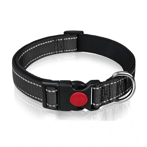 PJDDP Reflektierendes Hundehalsband, Gepolstert Mit Weichem Neopren, Atmungsaktiv, Schnellverschluss, Einfache Hundehalsbänder,Schwarz,L PJDDP Reflektierendes Hundehalsband, Gepolstert Mit Weichem Neopren, Atmungsaktiv, Schnellverschluss, Einfache Hundehalsbänder,Schwarz,L von PJDDP