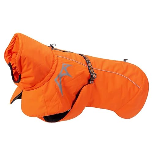 PJDDP Rollkragenhundemantel, Wasserdichter Hundemantel Mit Schnalle Winterhundemantel Mit Eingebautem Geschirr Reflektierend Für Sicherheit Reißverschlussöffnung Für Geschirr,Orange,3XL von PJDDP