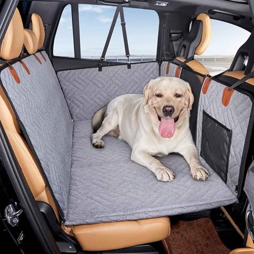 PJDDP Rücksitzverlängerung Für Hunde, Hundehängematte Für Auto, Hund Autositzbezug Für Rücksitz Wasserdicht Mit Netzfenster Und Aufbewahrungstasche von PJDDP