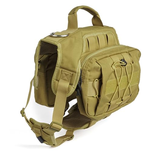 PJDDP Tactical Pet Backpack, Hunde-Rucksackgeschirr Mit 2 Geräumigen Seitentaschen,Tactical Dog Vest Harness Für Mittlere Und Große Hunde,Hound Satteltasche Für Wandern Ausbildung Laufen,Grün,L von PJDDP