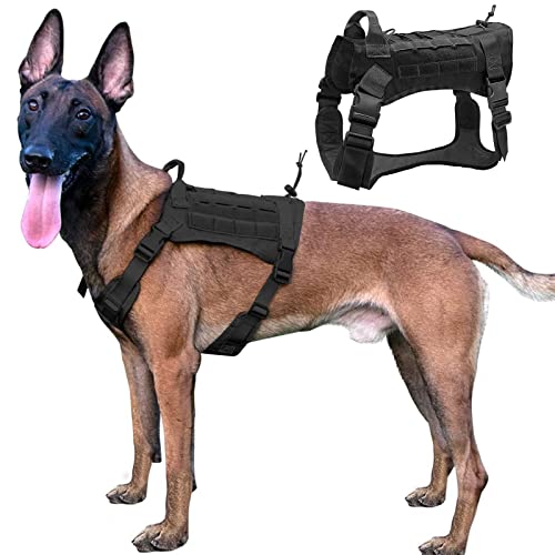 PJDDP Taktisches Hundegeschirr, Hundegeschirr, Service-Hundeweste, Gehtraining, Arbeit, Hunde-MOLLE-Weste Mit Griff, Kein Ziehen, Verstellbares Hundegeschirr Für Spaziergänge, Wandern,Schwarz,M PJDDP Taktisches Hundegeschirr, Hundegeschirr, Service-Hundeweste, Gehtraining, Arbeit, Hunde-MOLLE-Weste Mit Griff, Kein Ziehen, Verstellbares Hundegeschirr Für Spaziergänge, Wandern,Schwarz,M von PJDDP