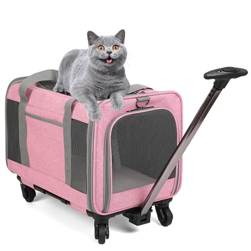 PJDDP Transportbox Für Tiere, Hundewagen Mit 4 Rädern, Haustier Trolley Für Kleine Und Mittelgroße Hunde Und Katzen Haustiere, Hundereisetasche Ideal Für Autoreisen Oder Ausflüge,Rosa PJDDP Transportbox Für Tiere, Hundewagen Mit 4 Rädern, Haustier Trolley Für Kleine Und Mittelgroße Hunde Und Katzen Haustiere, Hundereisetasche Ideal Für Autoreisen Oder Ausflüge,Rosa von PJDDP