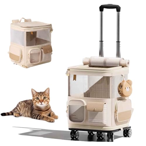 PJDDP Transporttasche Für Katze Mit Rollen, 2 in 1 Hundetrolley, Faltbarer Katzentransportbox Mit Sicherheitsgurten, Ideal Für Reisen/Spazierengehen/Camping PJDDP Transporttasche Für Katze Mit Rollen, 2 in 1 Hundetrolley, Faltbarer Katzentransportbox Mit Sicherheitsgurten, Ideal Für Reisen/Spazierengehen/Camping von PJDDP