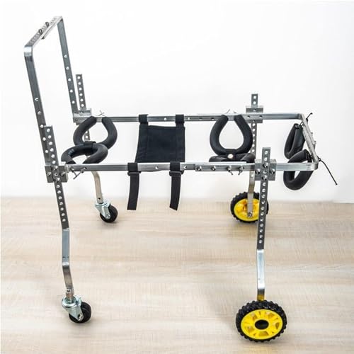 PJDDP Verstellbarer 4-Rad-Hunderollstuhl, Tierübungsräder, für Hunde Katzen mit behinderten Hinterbeinen, Hilfswerkzeug zum Gehen für Haustiere, leicht, einfach zu montieren,M von PJDDP