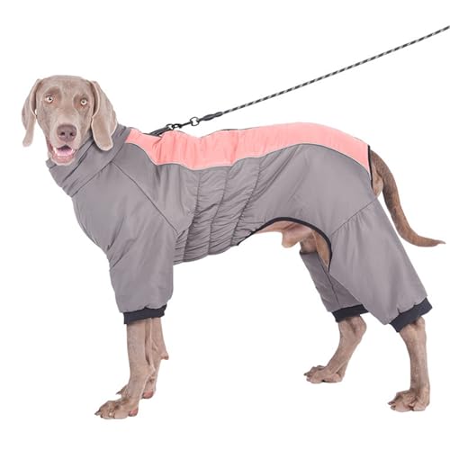 PJDDP Vier -Beinhund -Mantel wasserdicht, reflektierender Hunde Wintermantel Ganzer Körper Winterhundweste mit gebautem Geschirr Hundejacke mit Reißverschluss,Rosa,6XL von PJDDP