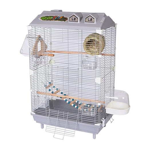 PJDDP Vogelkäfig, Vogelvoliere, Kleintierkäfig, Wellensittlichkäfig Mit Herausnehmbares Tablett, Futternapf, Für Wellensittiche, Nymphensittiche, Kanarienvogel von PJDDP