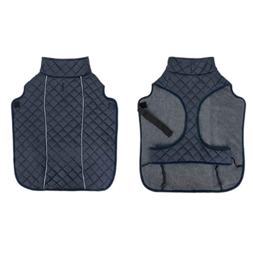 PJDDP Wärme Hundemantel, Winddicht Hundejacke, Reflektierend Hundemantel, Hundemantel Wasserdicht, Verstellbar Hundejacke, Für Große Mittlere Hunde,Navy Blue,M von PJDDP