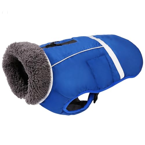 PJDDP Warm Hundemantel, reflektierende Hundejacke Fleece Hundejacke Verstellbar,Blau,XL von PJDDP